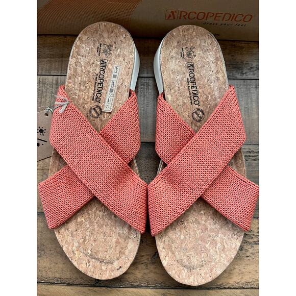 ARCOPEDICO Pantanal Slide Knit Sandal in Brick Sz EU-40 NEW - Picture 1 of 8